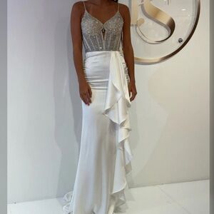 Rhinestone & satin wedding dress, reception dress, engagement or elopement gown